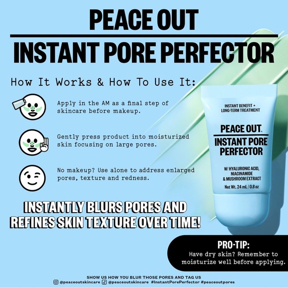 Peace Out Skincare Instant Pore Perfector - 23g/0.8oz - NWB‎ - Picture 6 of 11